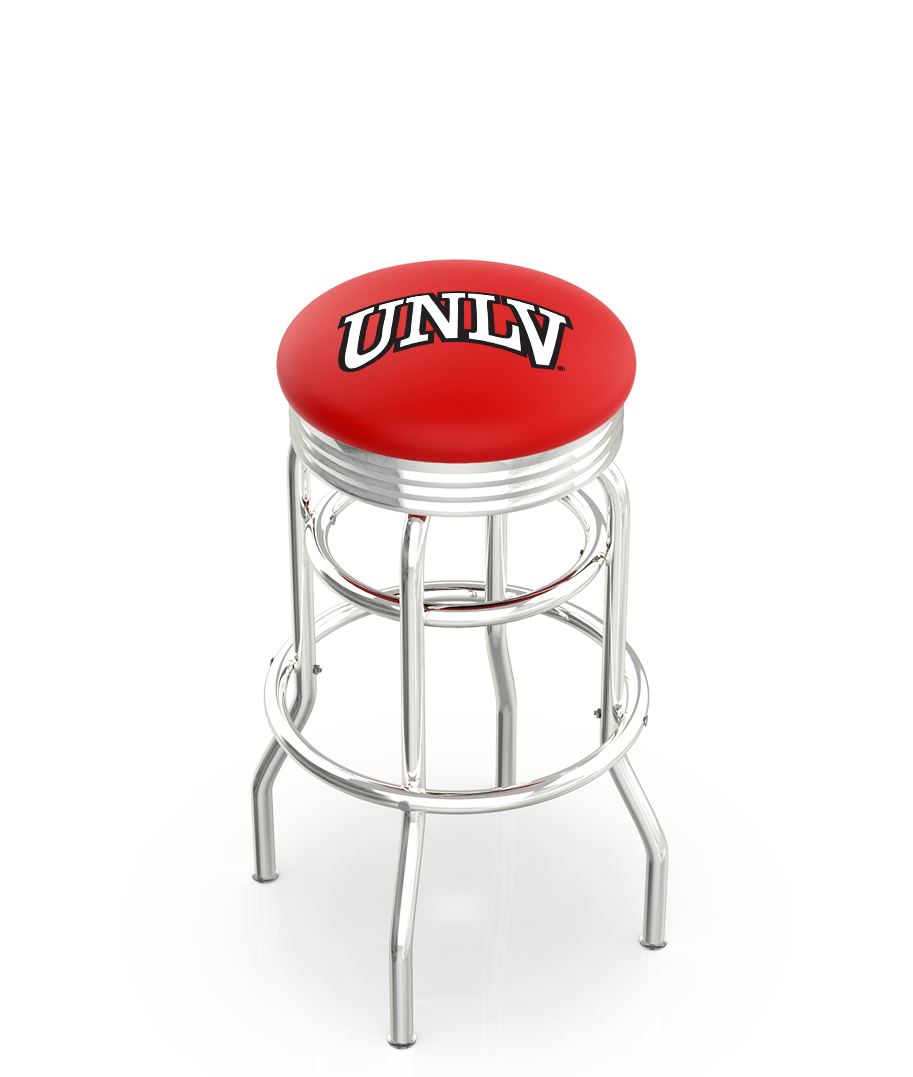 30" L7C3C - Chrome Double Ring UNLV Swivel Bar Stool with 2.5" Ribbed Accent Ring by  Company