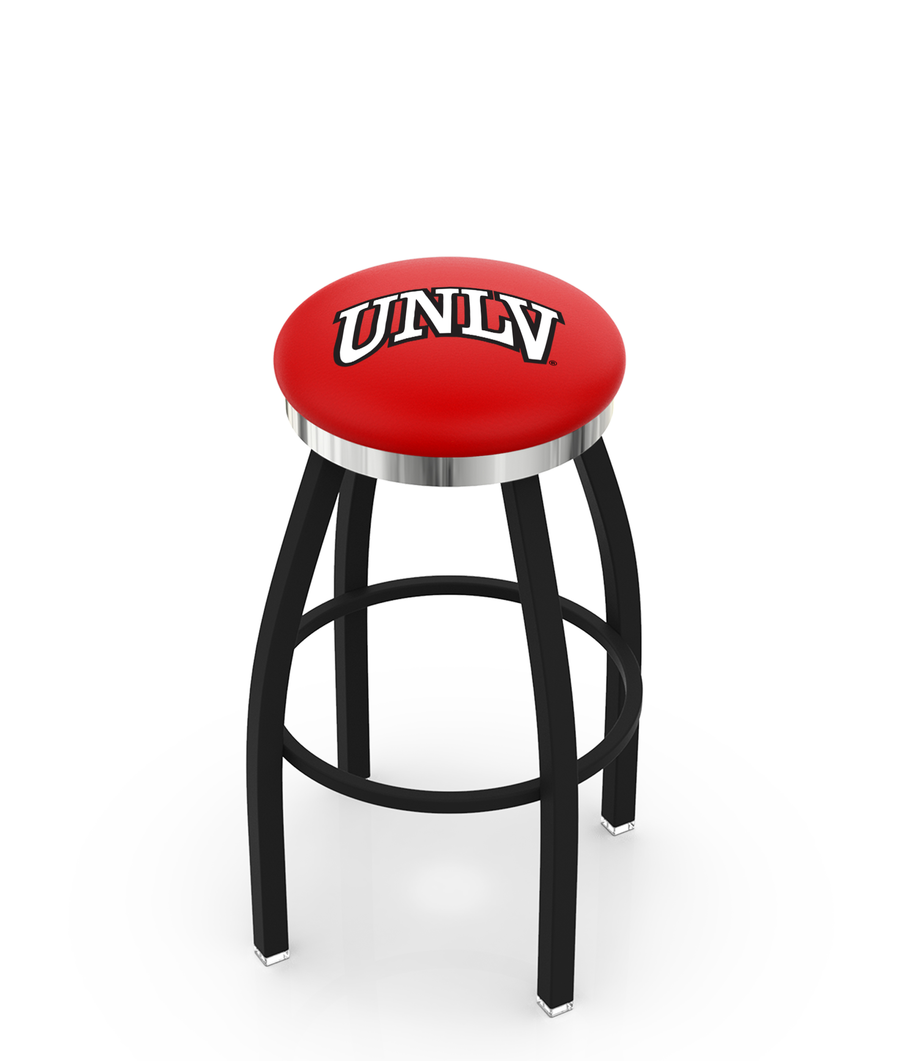 30" L8B2C - Black Wrinkle UNLV Swivel Bar Stool with Chrome Accent Ring by  Company
