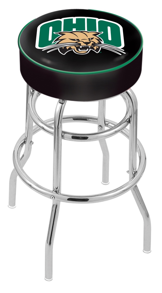 25" L7C1 - 4" Ohio University Cushion Seat with Double-Ring Chrome Base Swivel Bar Stool by  Company