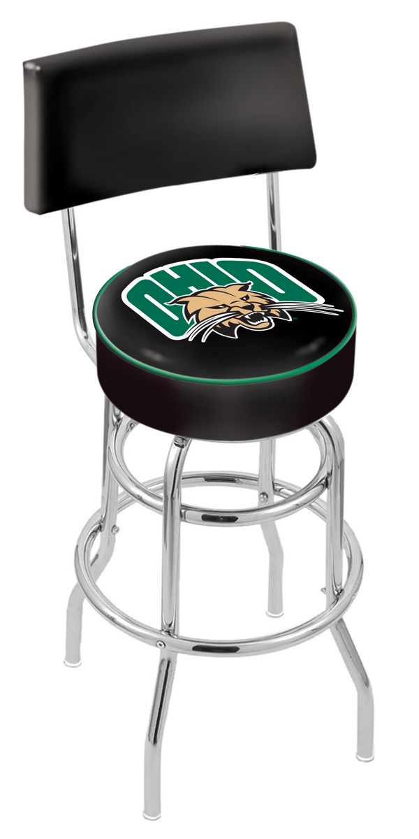 L7C430UnivOH 30 in. Chrome Double Ring Ohio University Swivel Bar Stool With a Back