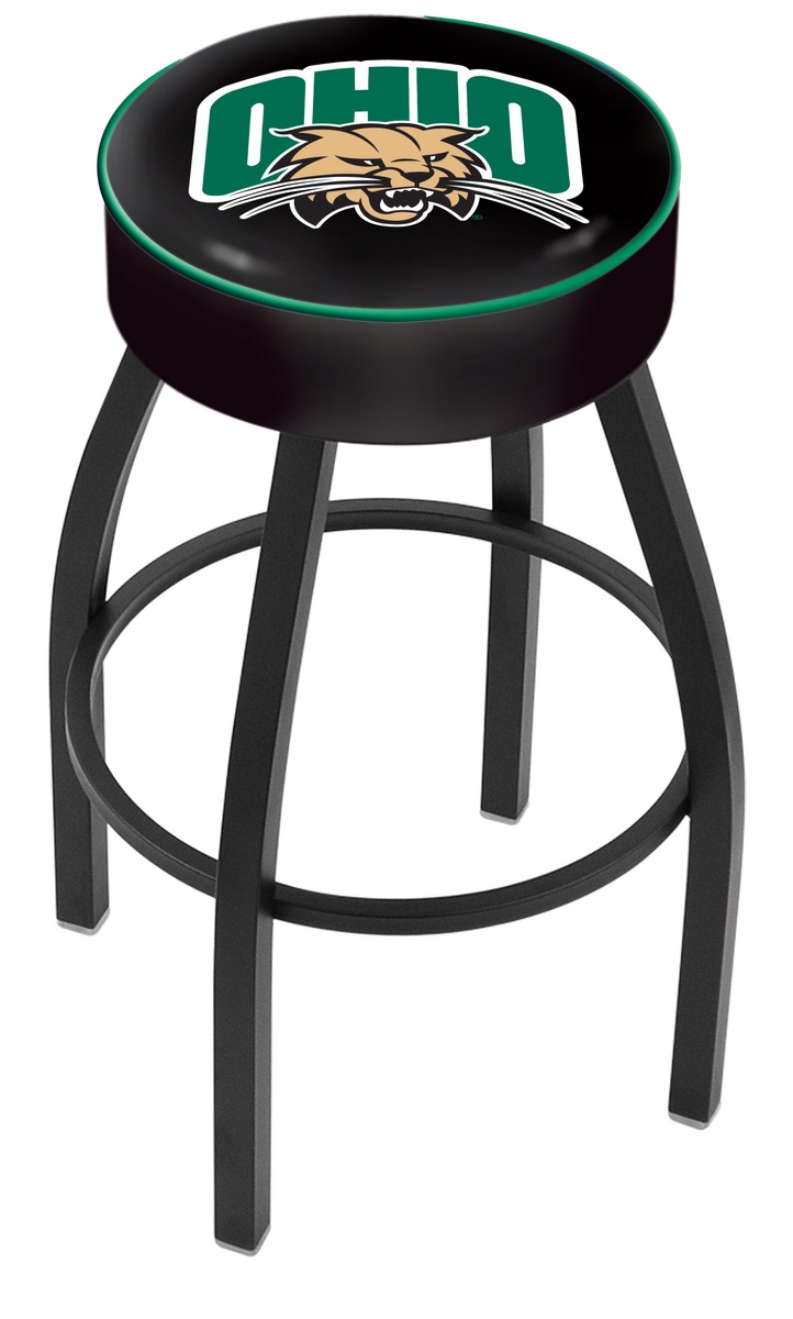 30" L8B1 - 4" Ohio University Cushion Seat with Black Wrinkle Base Swivel Bar Stool by  Company