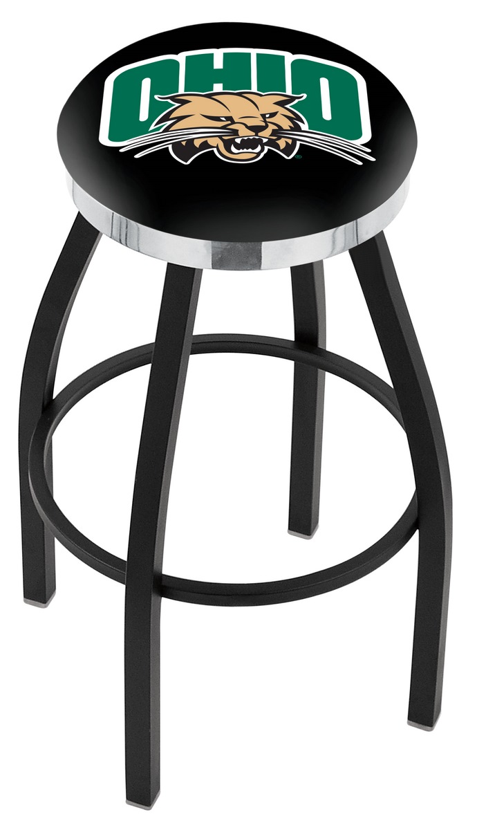 25" L8B2C - Black Wrinkle Ohio University Swivel Bar Stool with Chrome Accent Ring by  Company