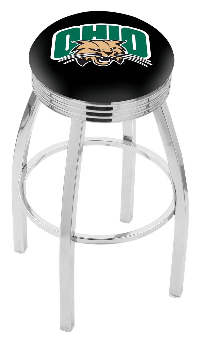 25" L8C3C - Chrome Ohio University Swivel Bar Stool with 2.5" Ribbed Accent Ring by  Company
