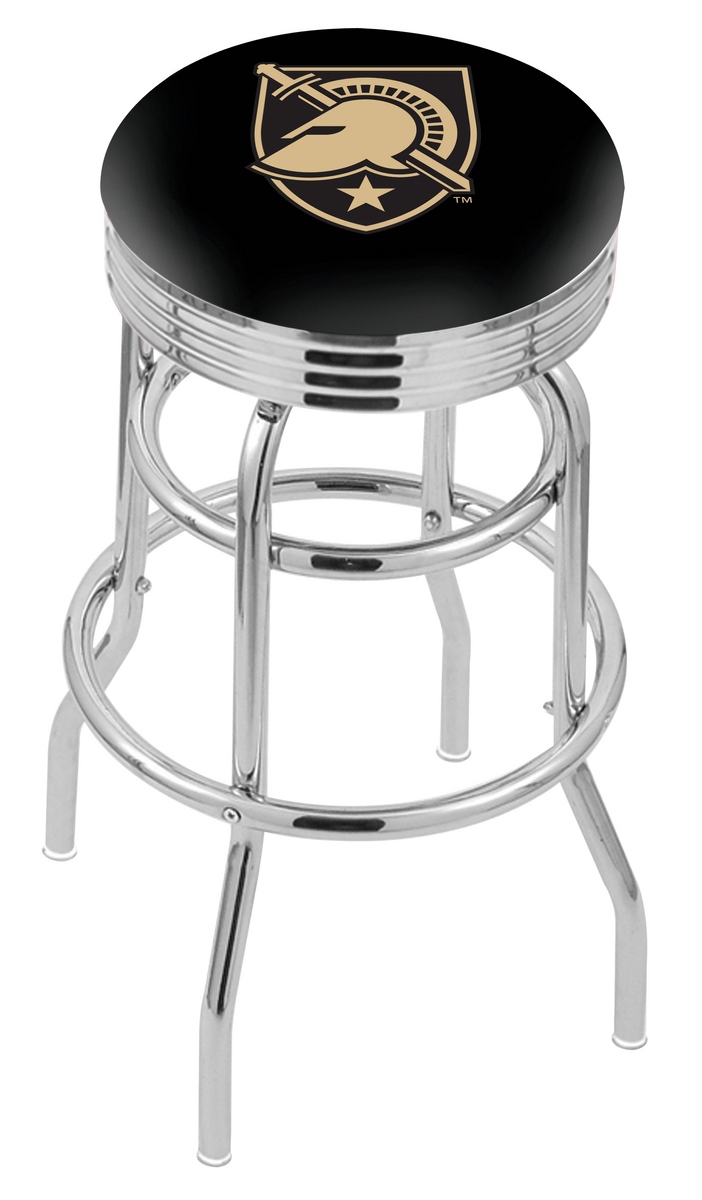 30" L7C3C - Chrome Double Ring US Military Academy (ARMY) Swivel Bar Stool with 2.5" Ribbed Accent Ring by  Company