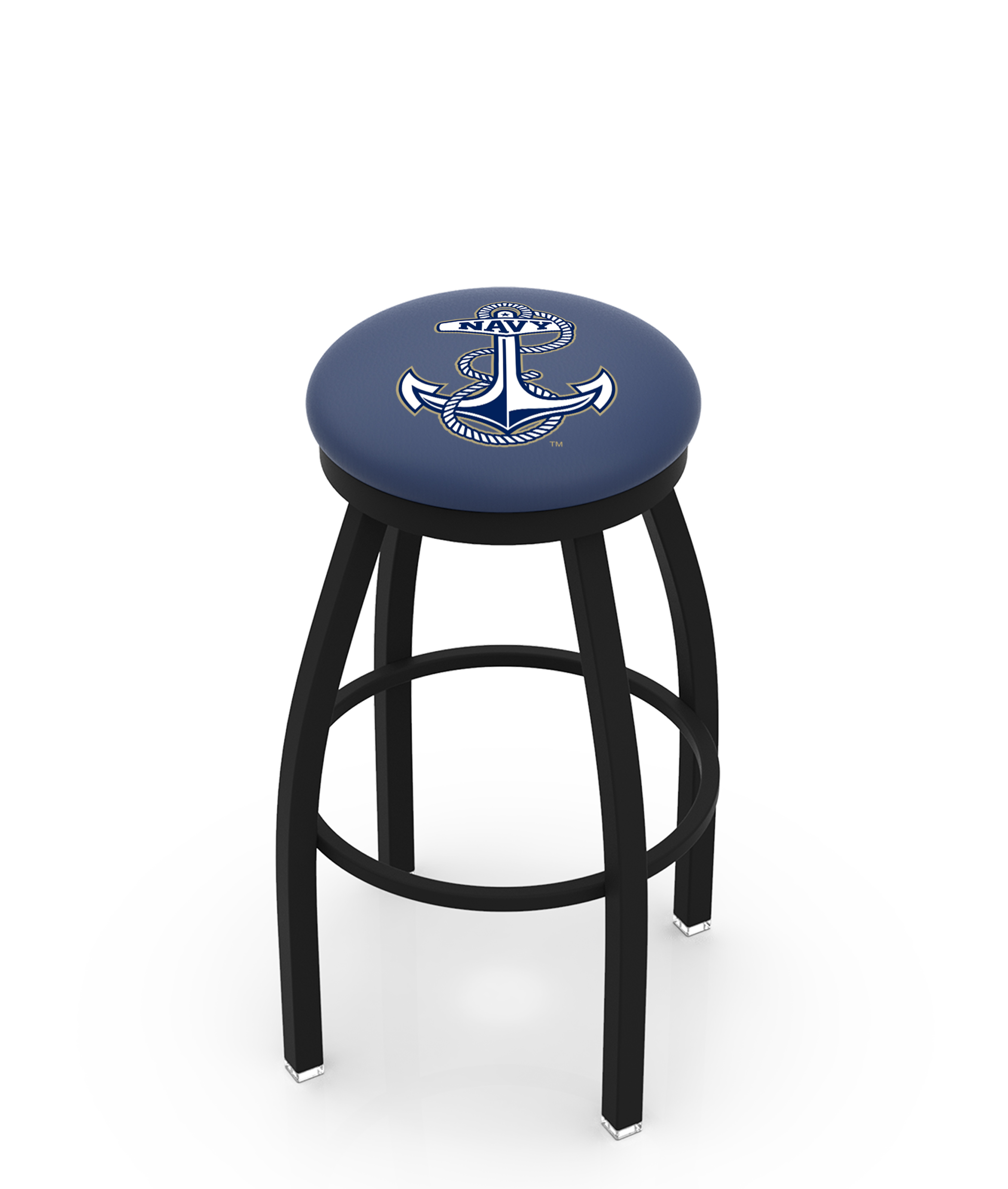 25" L8B2B - Black Wrinkle US Naval Academy (NAVY) Swivel Bar Stool with Accent Ring by  Company