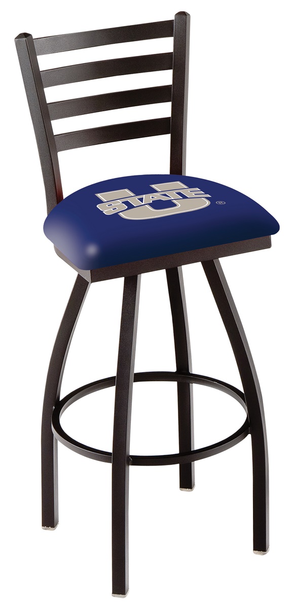 L014 - 30" Black Wrinkle Utah State Swivel Bar Stool with Ladder Style Back by  Co.