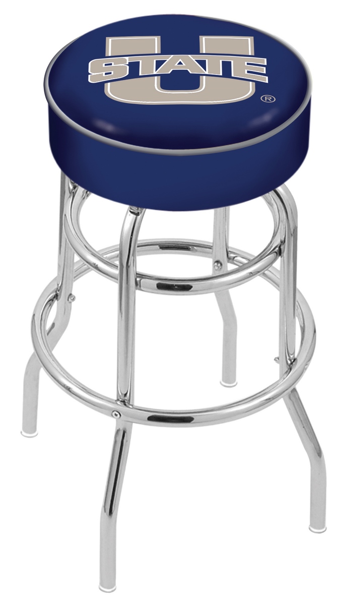 25" L7C1 - 4" Utah State Cushion Seat with Double-Ring Chrome Base Swivel Bar Stool by  Company