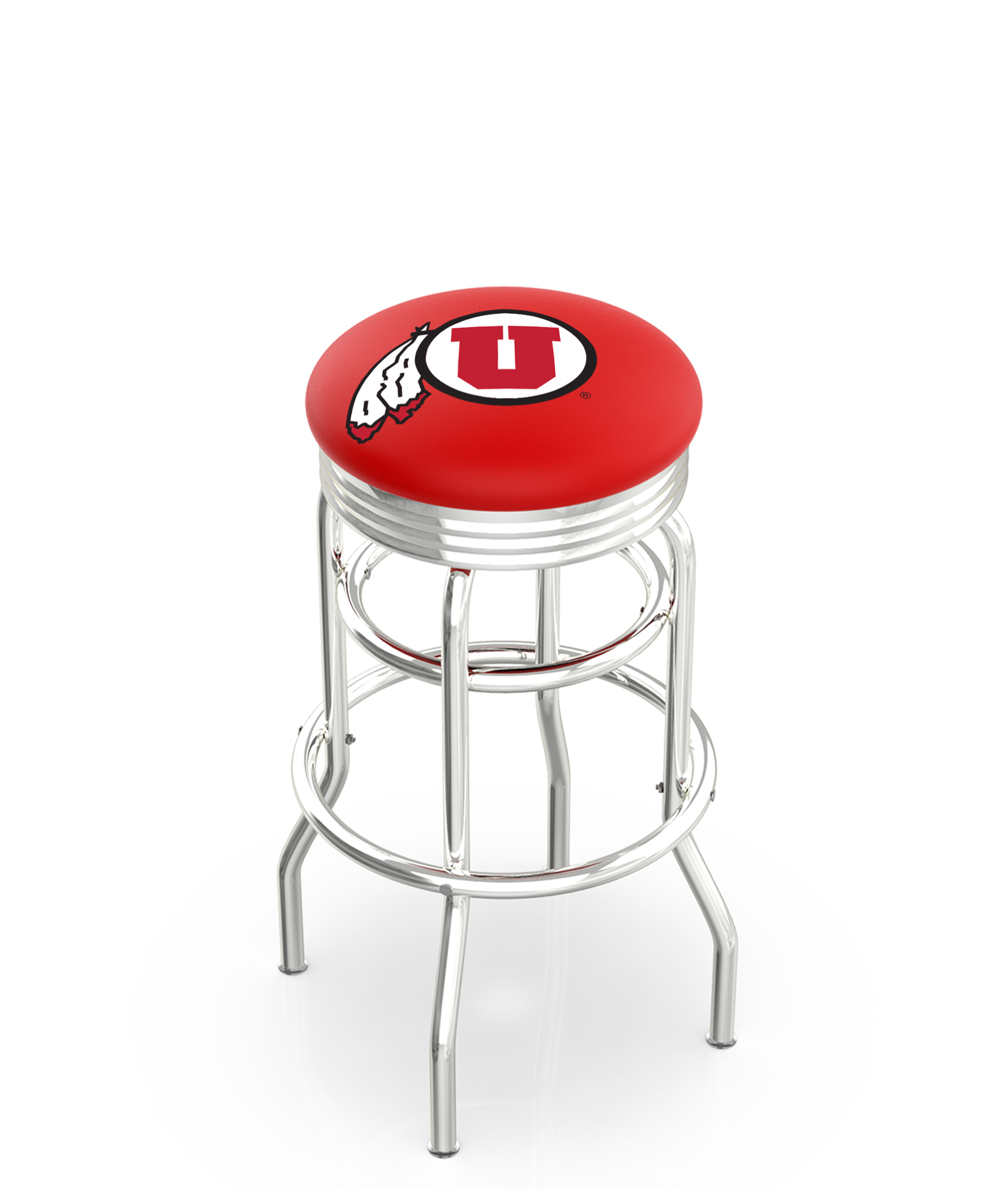 30" L7C3C - Chrome Double Ring Utah Swivel Bar Stool with 2.5" Ribbed Accent Ring by  Company