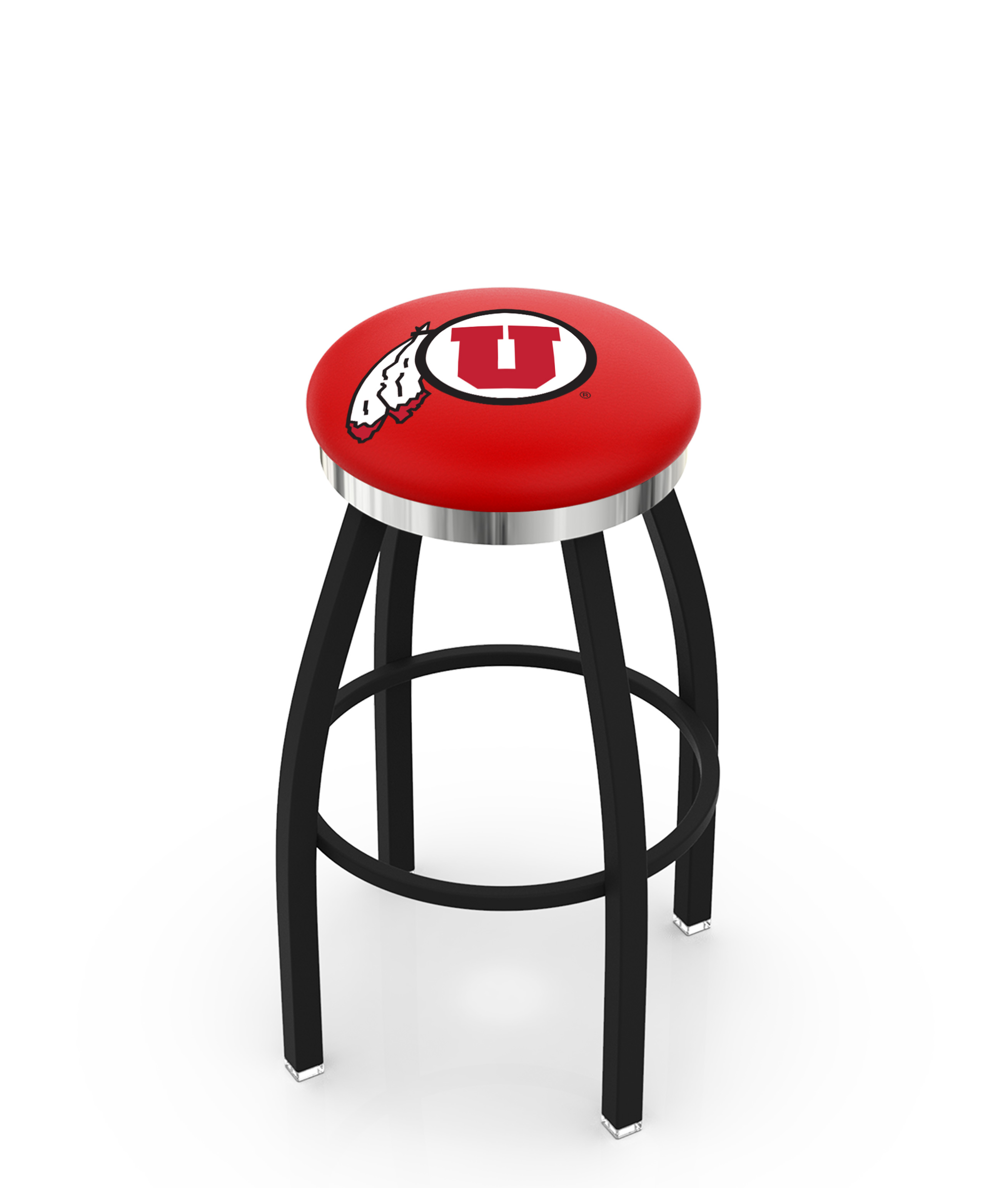 25" L8B2C - Black Wrinkle Utah Swivel Bar Stool with Chrome Accent Ring by  Company