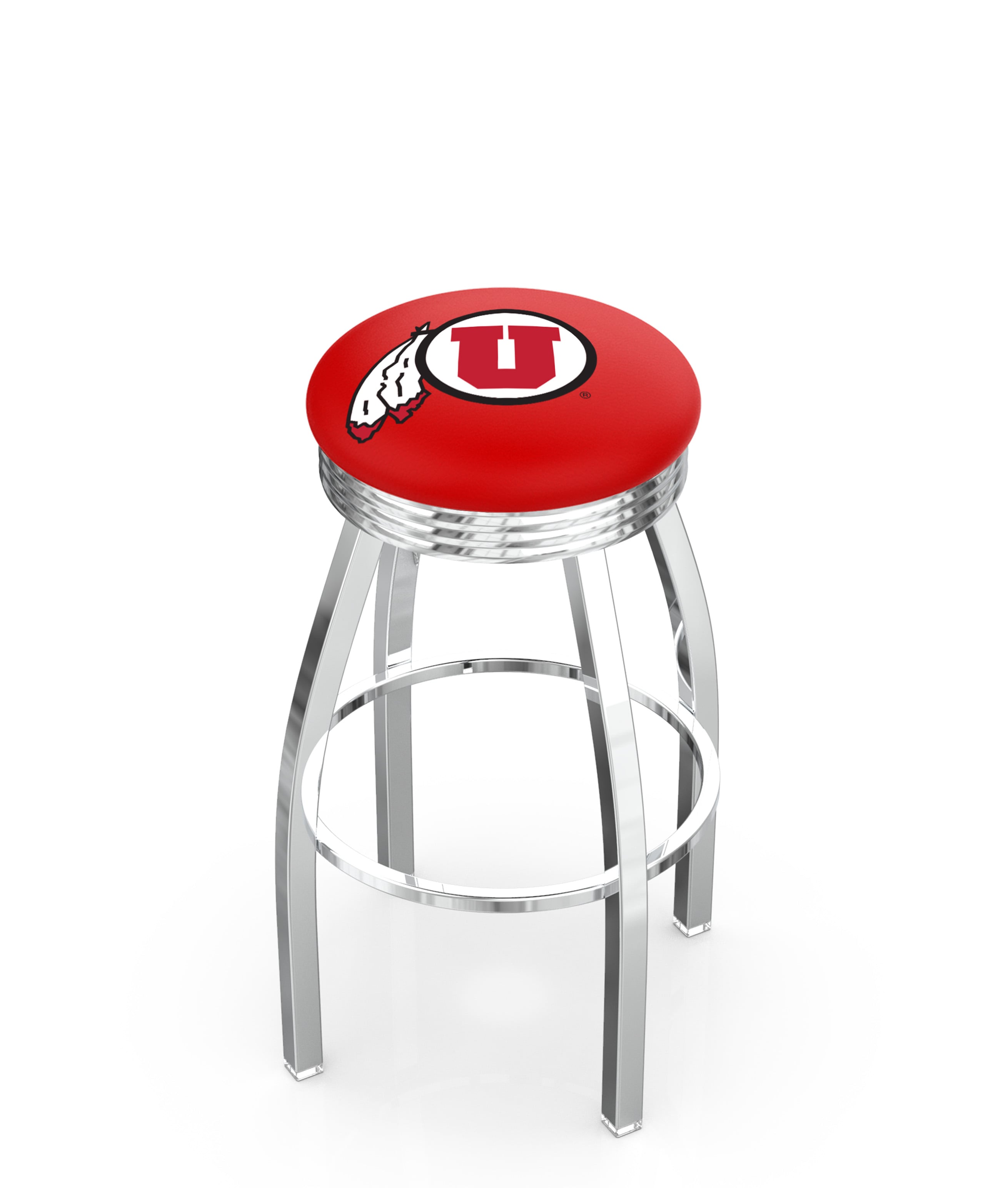 30" L8C3C - Chrome Utah Swivel Bar Stool with 2.5" Ribbed Accent Ring by  Company