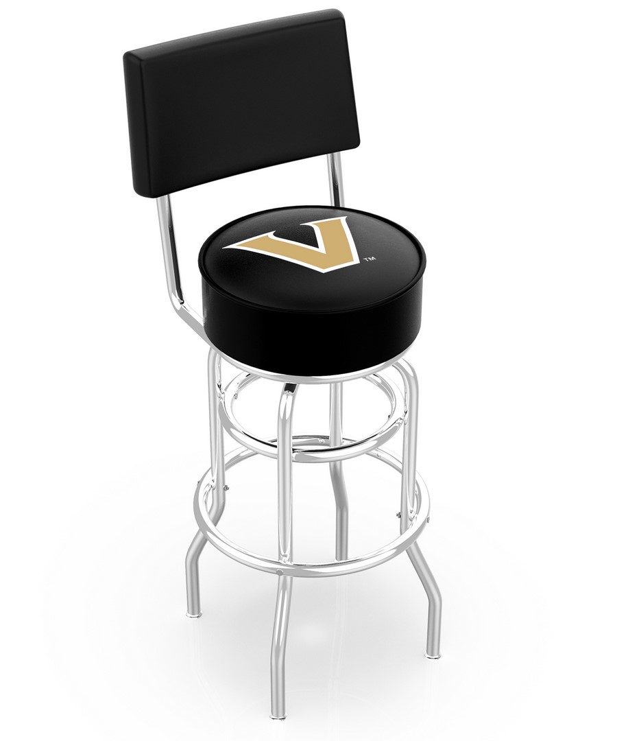 25" L7C4 - Chrome Double Ring Vanderbilt Swivel Bar Stool with a Back by  Company