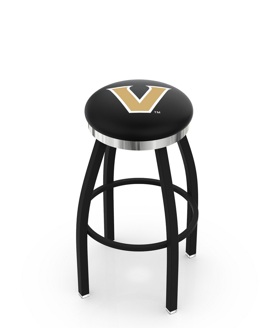 25" L8B2C - Black Wrinkle Vanderbilt Swivel Bar Stool with Chrome Accent Ring by  Company