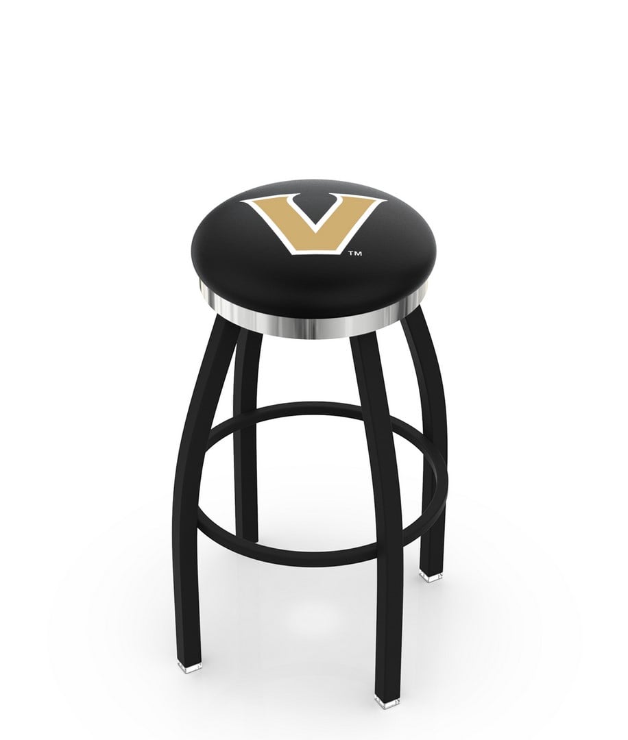 30" L8B2C - Black Wrinkle Vanderbilt Swivel Bar Stool with Chrome Accent Ring by  Company