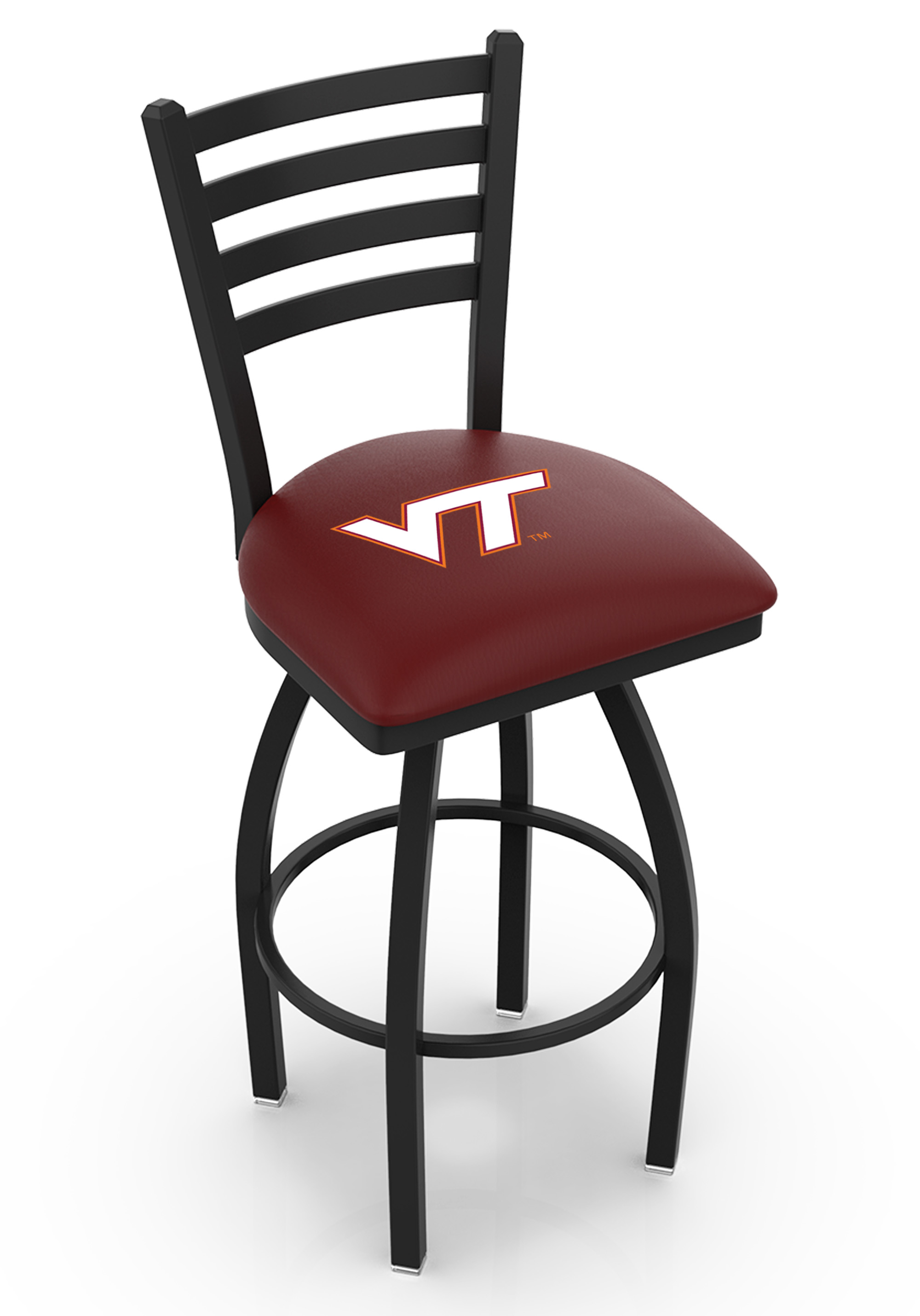L014 - 25" Black Wrinkle Virginia Tech Swivel Bar Stool with Ladder Style Back by  Co.