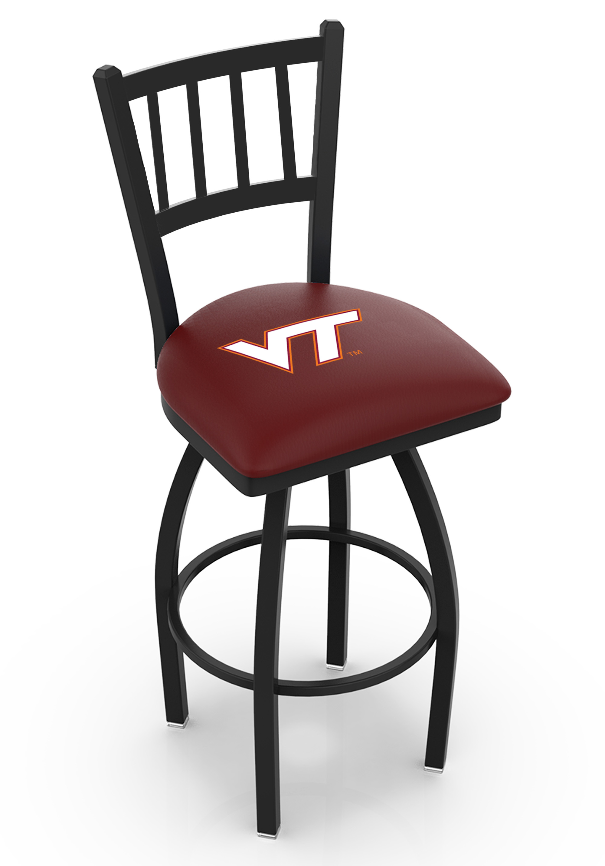 L018 - 30" Black Wrinkle Virginia Tech Swivel Bar Stool with Jailhouse Style Back by  Co.