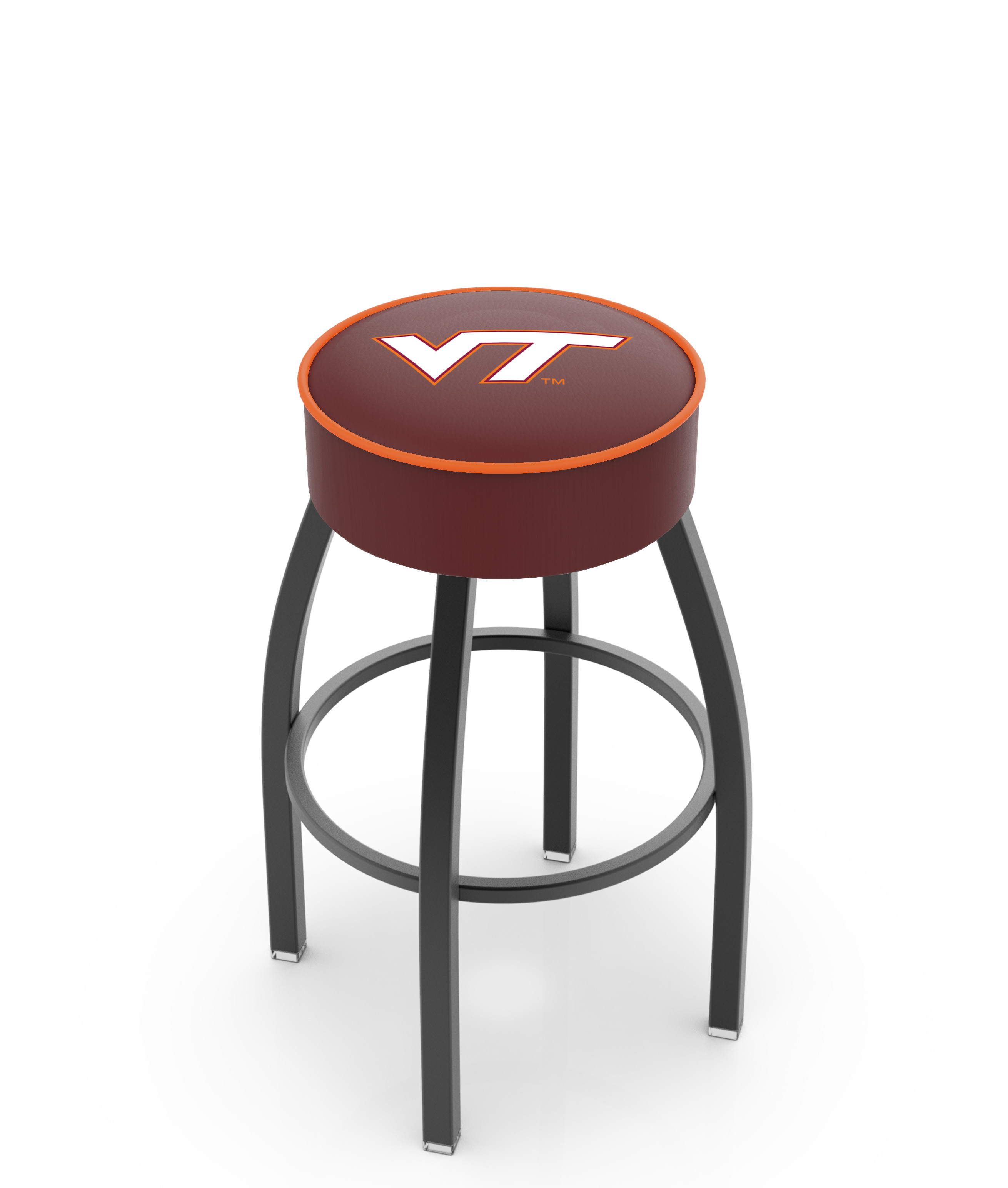 25" L8B1 - 4" Virginia Tech Cushion Seat with Black Wrinkle Base Swivel Bar Stool by  Company