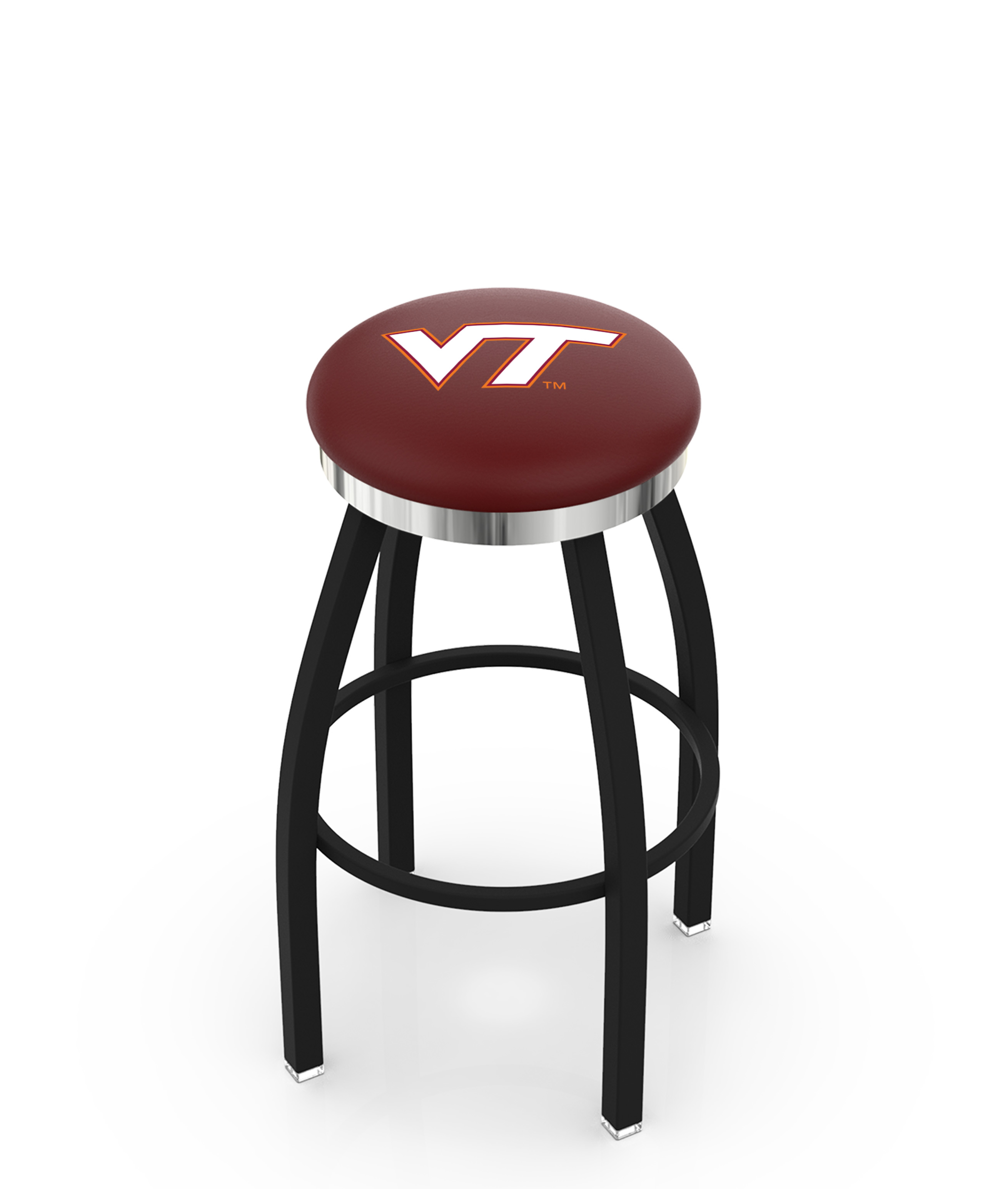 25" L8B2C - Black Wrinkle Virginia Tech Swivel Bar Stool with Chrome Accent Ring by  Company