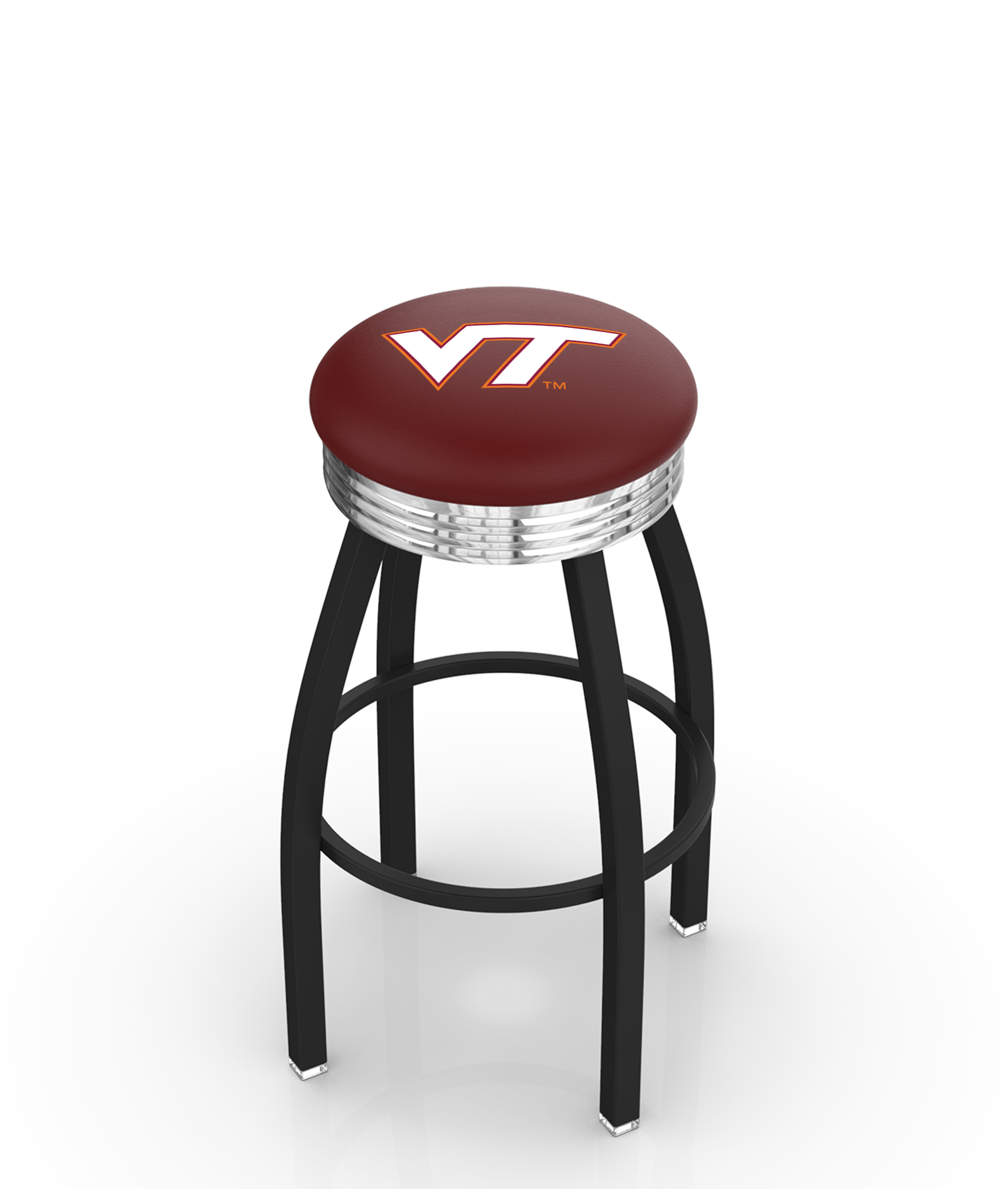 25" L8B3C - Black Wrinkle Virginia Tech Swivel Bar Stool with Chrome 2.5" Ribbed Accent Ring by  Company