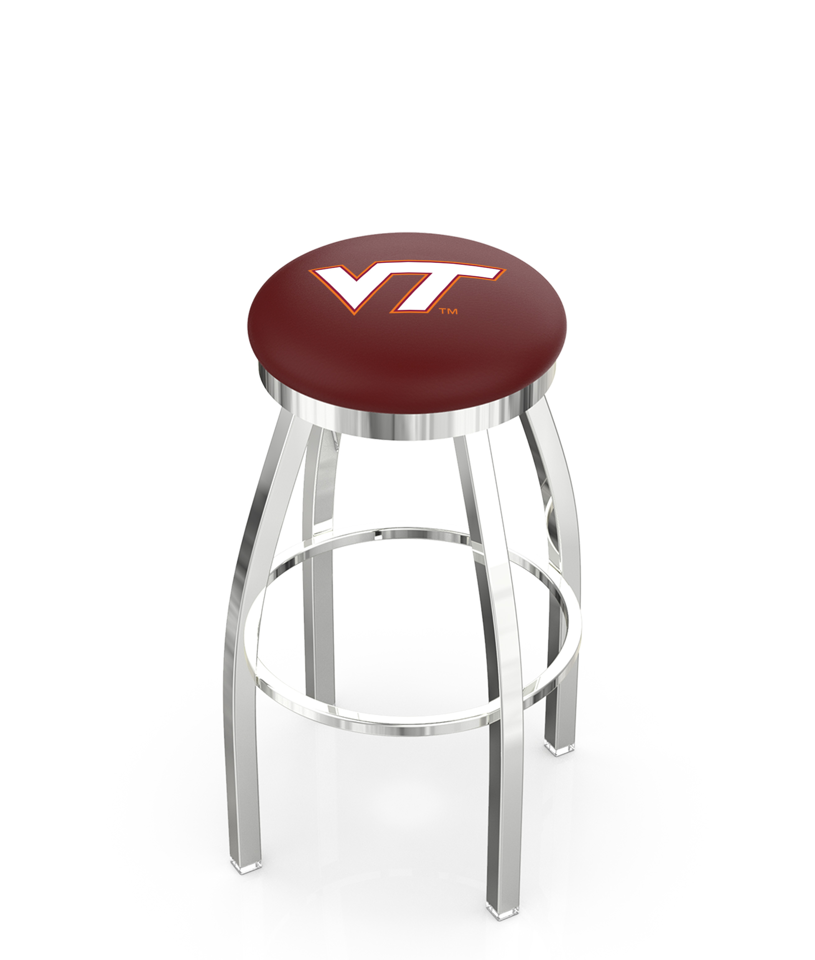 30" L8C2C - Chrome Virginia Tech Swivel Bar Stool with Accent Ring by  Company