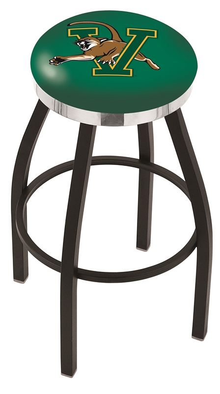 30" L8B2C - Black Wrinkle Vermont Swivel Bar Stool with Chrome Accent Ring by  Company