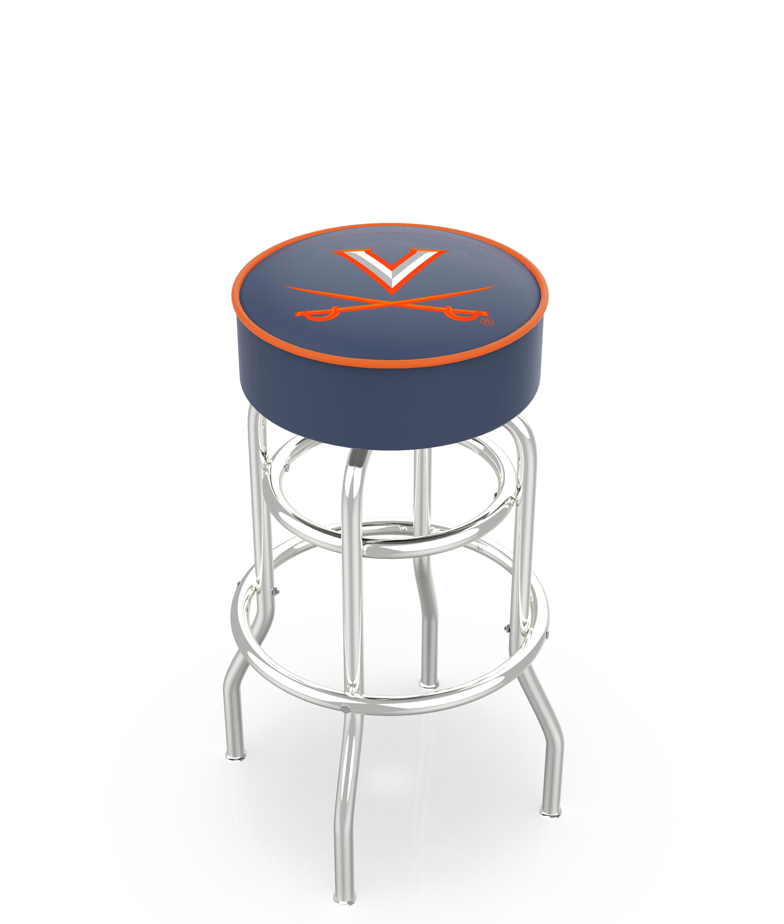25" L7C1 - 4" Virginia Cushion Seat with Double-Ring Chrome Base Swivel Bar Stool by  Company