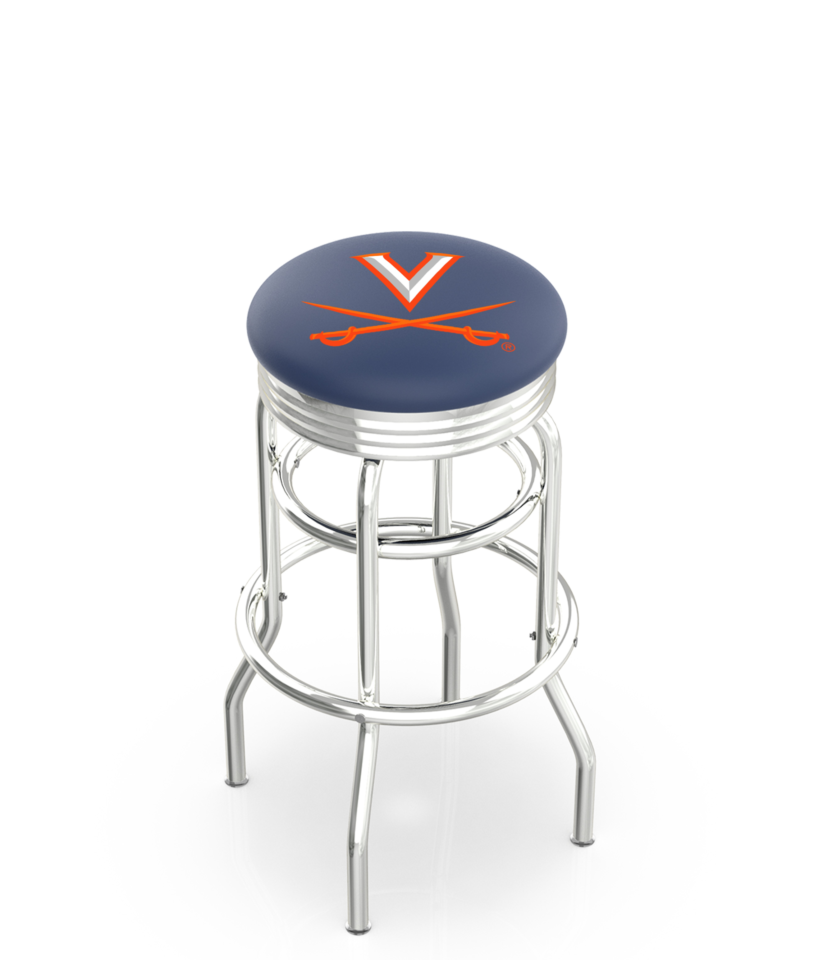 25" L7C3C - Chrome Double Ring Virginia Swivel Bar Stool with 2.5" Ribbed Accent Ring by  Company