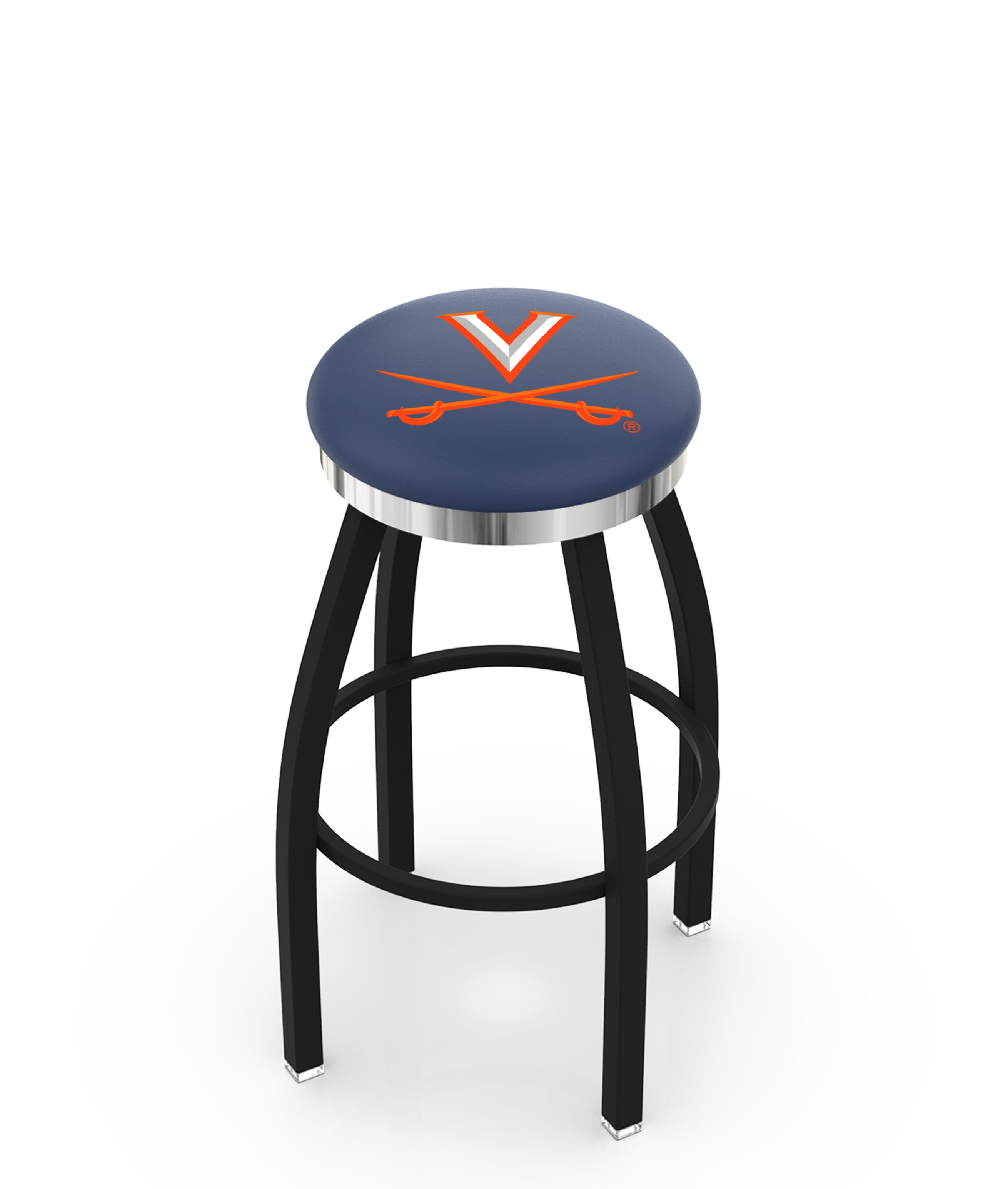25" L8B2C - Black Wrinkle Virginia Swivel Bar Stool with Chrome Accent Ring by  Company