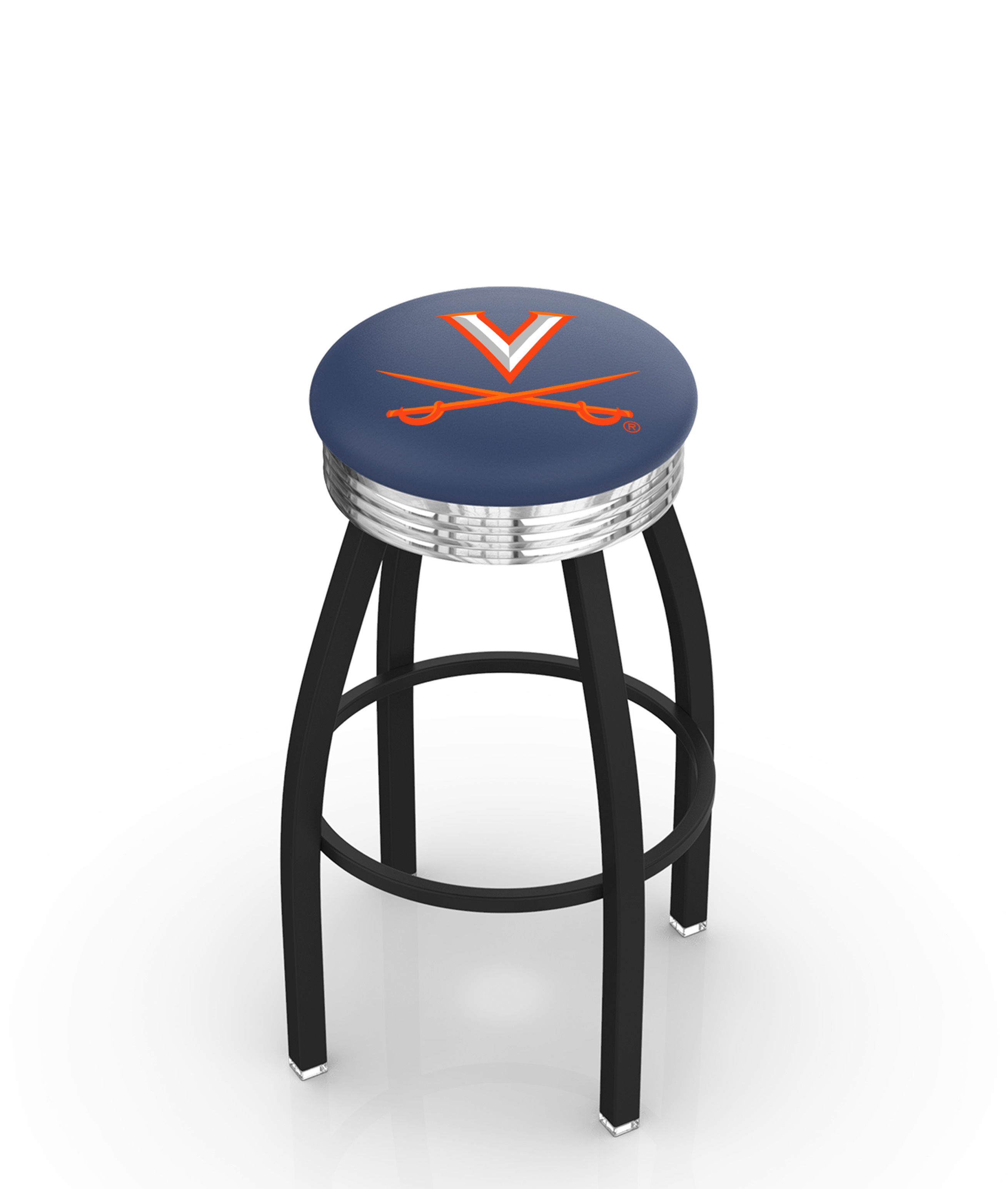 30" L8B3C - Black Wrinkle Virginia Swivel Bar Stool with Chrome 2.5" Ribbed Accent Ring by  Company