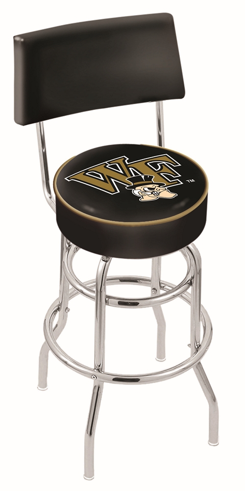 30" L7C4 - Chrome Double Ring Wake Forest Swivel Bar Stool with a Back by  Company