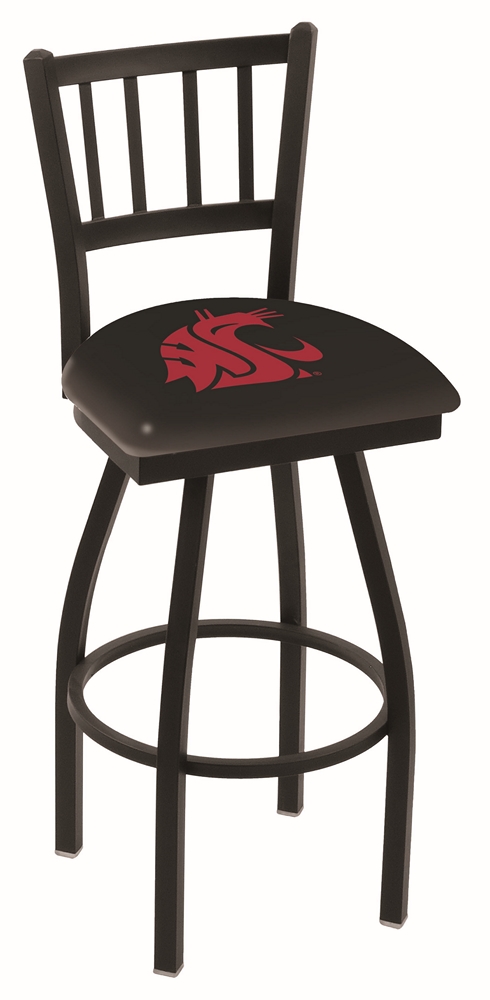 L018 - 30" Black Wrinkle Washington State Swivel Bar Stool with Jailhouse Style Back by  Co.