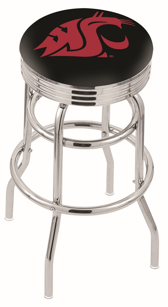 30" L7C3C - Chrome Double Ring Washington State Swivel Bar Stool with 2.5" Ribbed Accent Ring by  Company