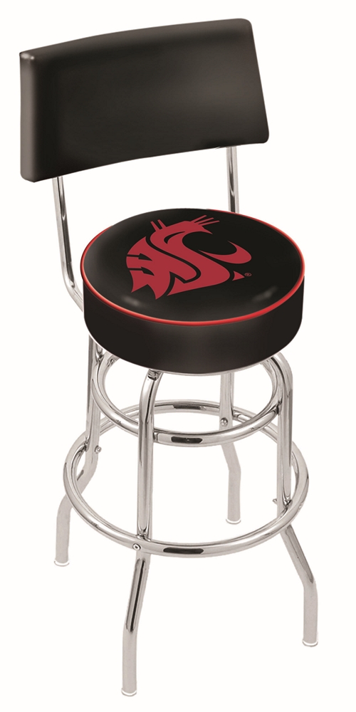 L7C430WashSt 30 in. Chrome Double Ring Washington State Swivel Bar Stool With a Back
