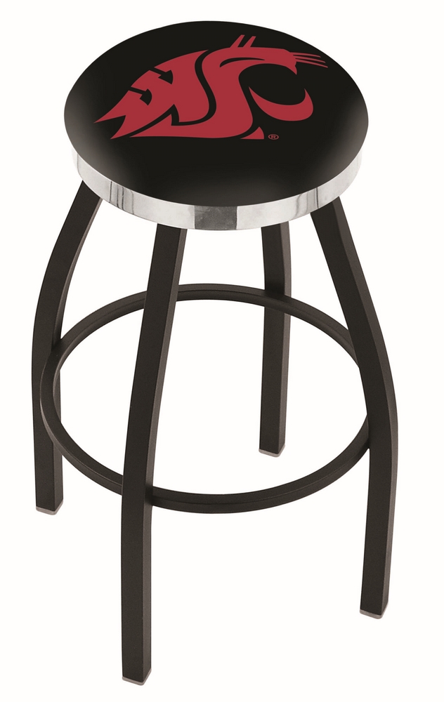 25" L8B2C - Black Wrinkle Washington State Swivel Bar Stool with Chrome Accent Ring by  Company