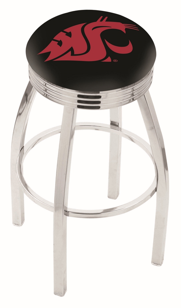 30" L8C3C - Chrome Washington State Swivel Bar Stool with 2.5" Ribbed Accent Ring by  Company