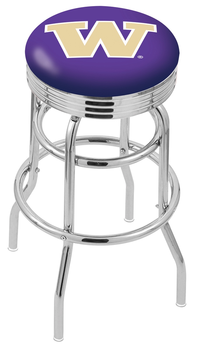 30" L7C3C - Chrome Double Ring Washington Swivel Bar Stool with 2.5" Ribbed Accent Ring by  Company