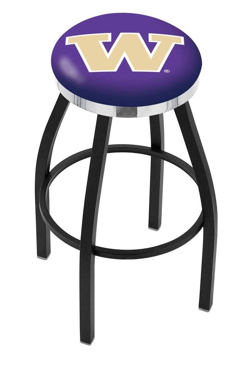 30" L8B2C - Black Wrinkle Washington Swivel Bar Stool with Chrome Accent Ring by  Company
