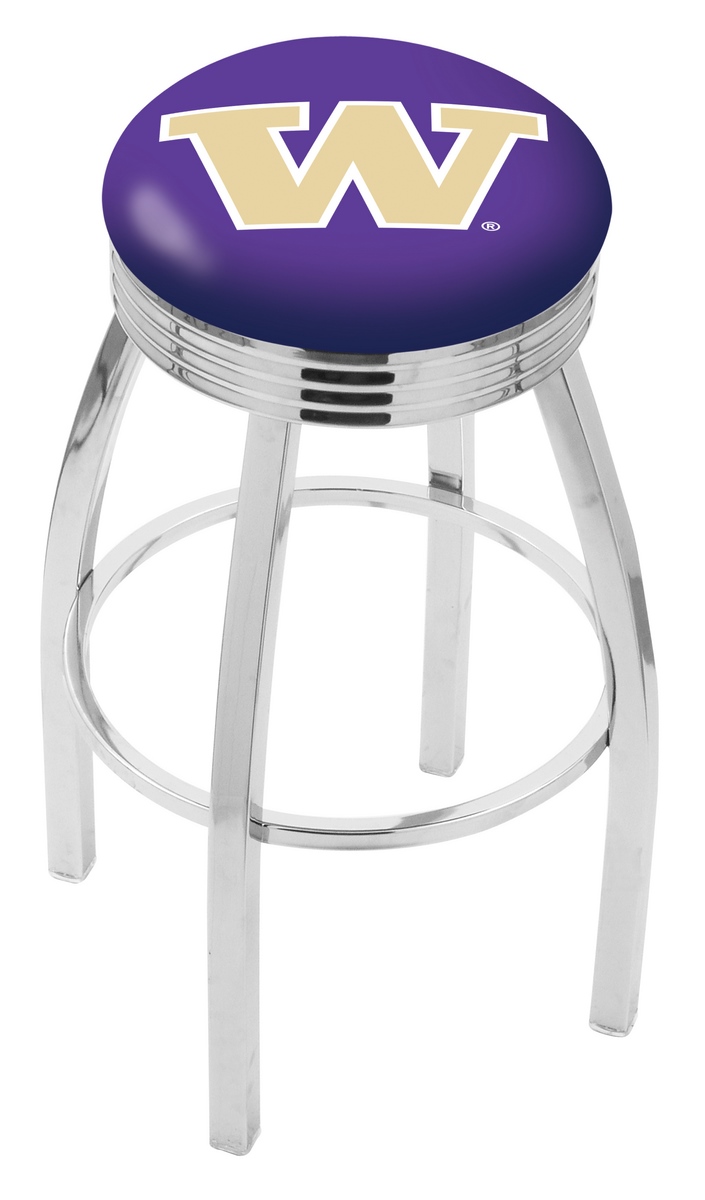 25" L8C3C - Chrome Washington Swivel Bar Stool with 2.5" Ribbed Accent Ring by  Company