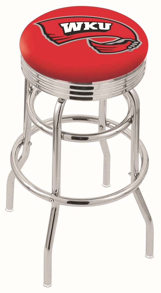 25" L7C3C - Chrome Double Ring Western Kentucky Swivel Bar Stool with 2.5" Ribbed Accent Ring by  Company