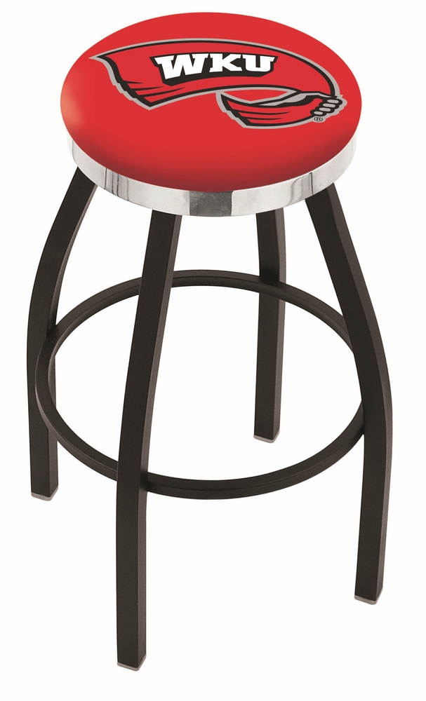25" L8B2C - Black Wrinkle Western Kentucky Swivel Bar Stool with Chrome Accent Ring by  Company