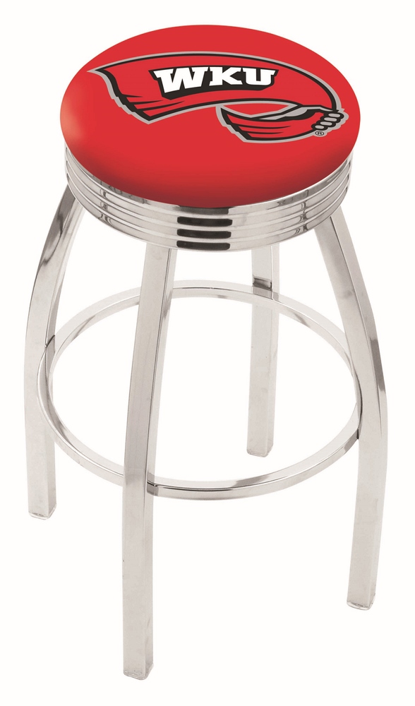25" L8C3C - Chrome Western Kentucky Swivel Bar Stool with 2.5" Ribbed Accent Ring by  Company