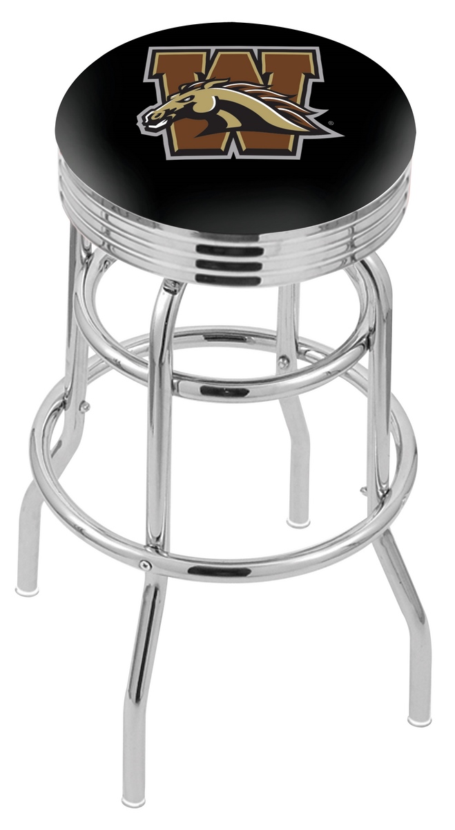 30" L7C3C - Chrome Double Ring Western Michigan Swivel Bar Stool with 2.5" Ribbed Accent Ring by  Company