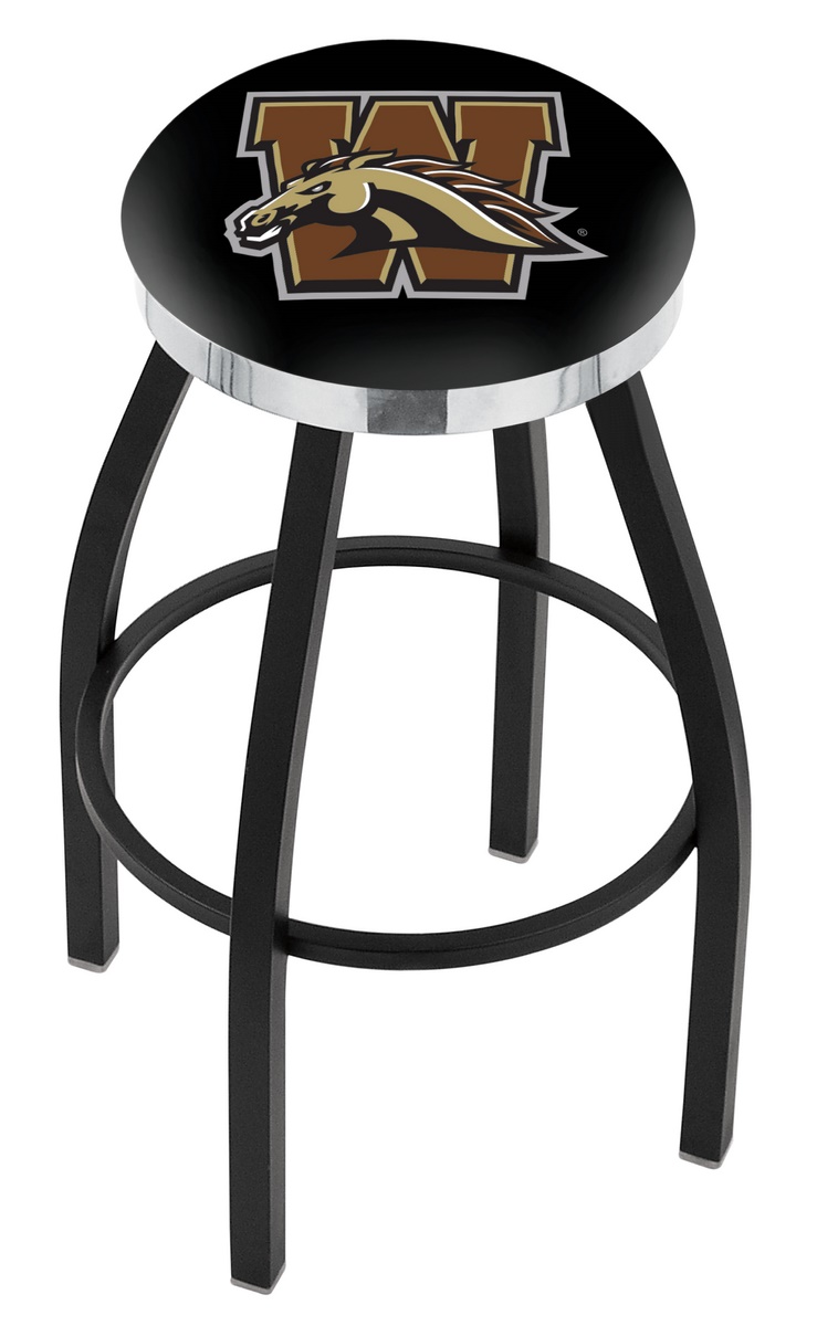 30" L8B2C - Black Wrinkle Western Michigan Swivel Bar Stool with Chrome Accent Ring by  Company