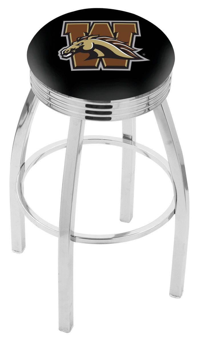 30" L8C3C - Chrome Western Michigan Swivel Bar Stool with 2.5" Ribbed Accent Ring by  Company