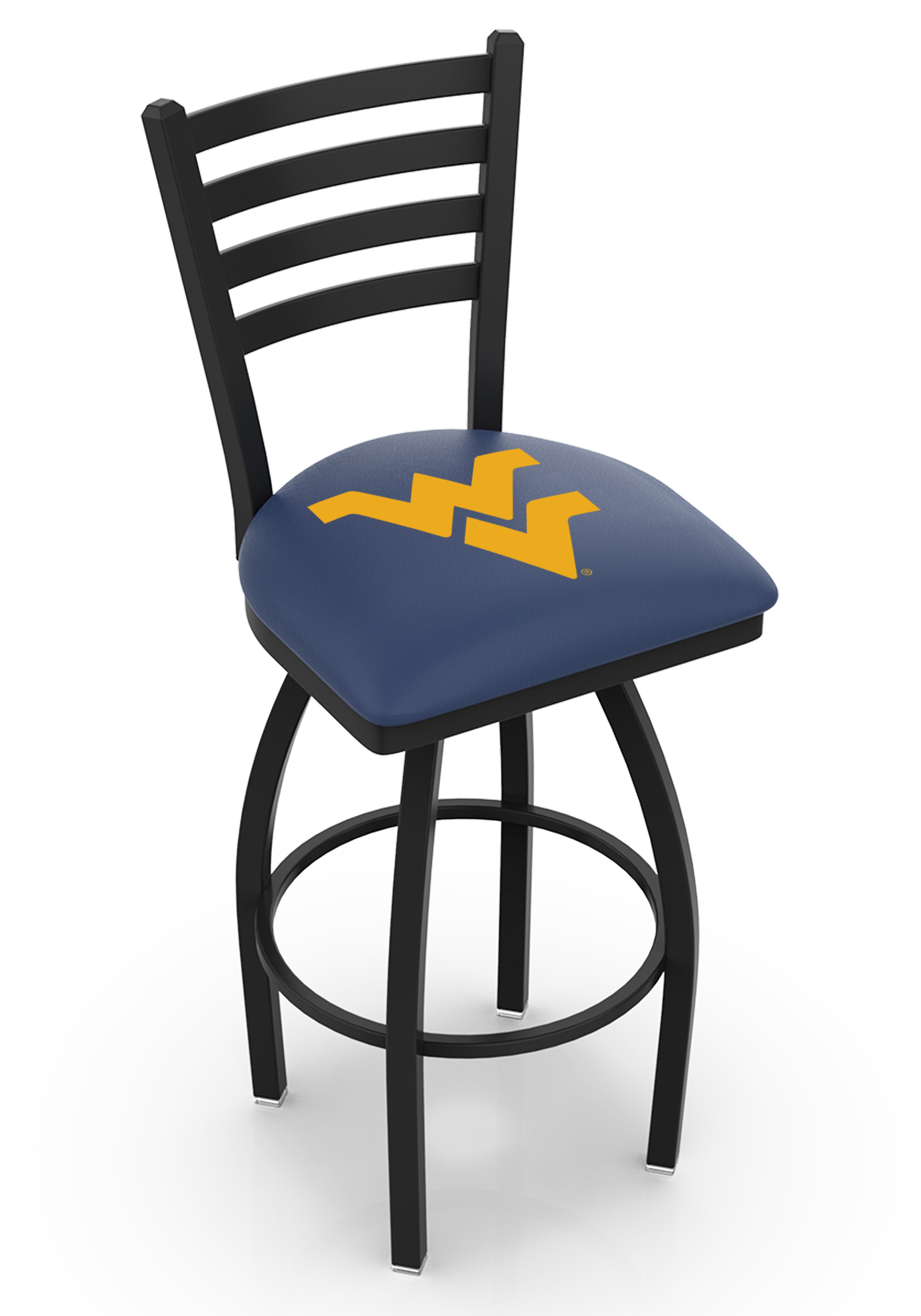 Co. L014 West Virginia Swivel Bar Stool - Black - 30 in. - Ladder Style Back - Durable Steel Frame