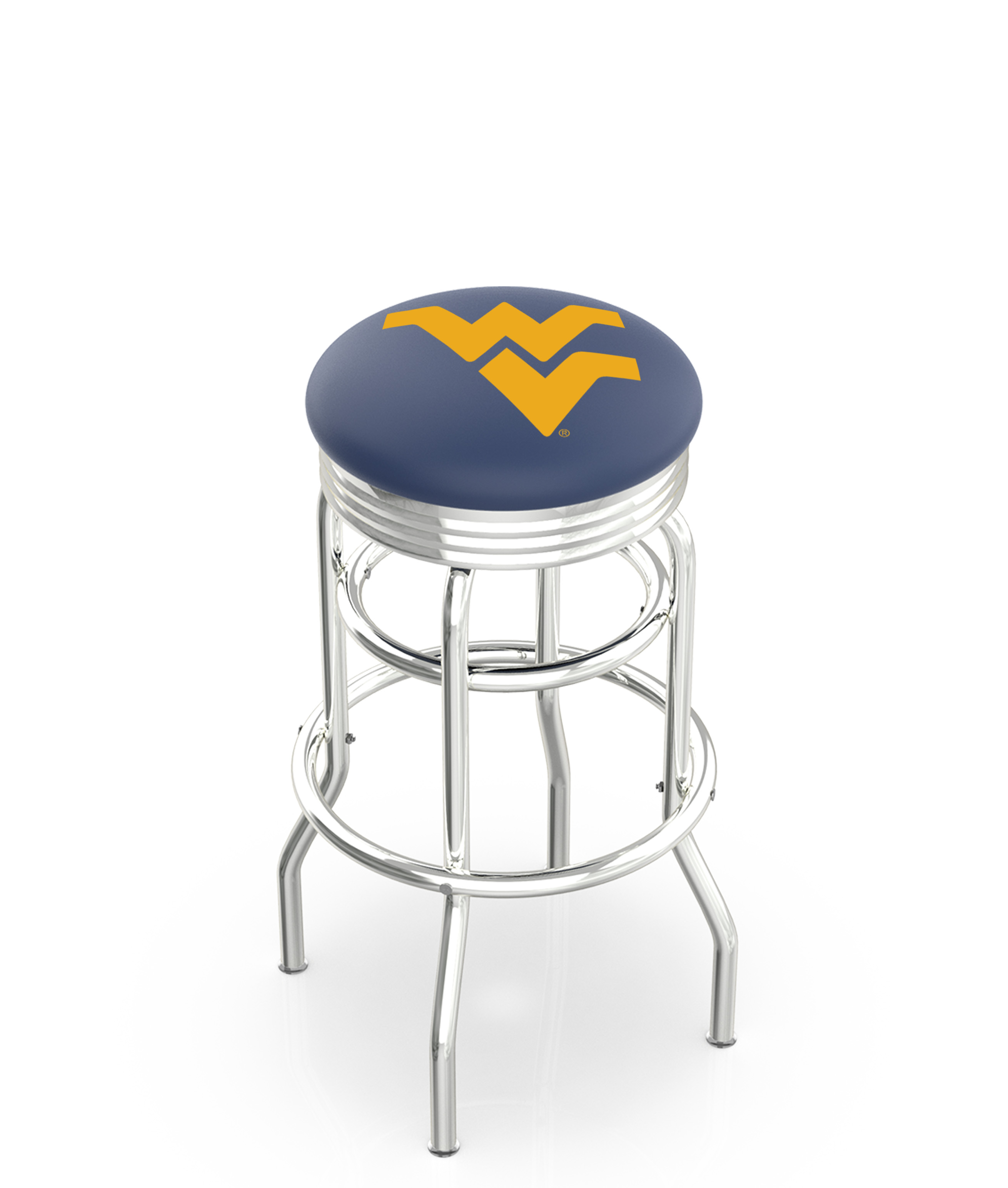 30" L7C3C - Chrome Double Ring West Virginia Swivel Bar Stool with 2.5" Ribbed Accent Ring by  Company
