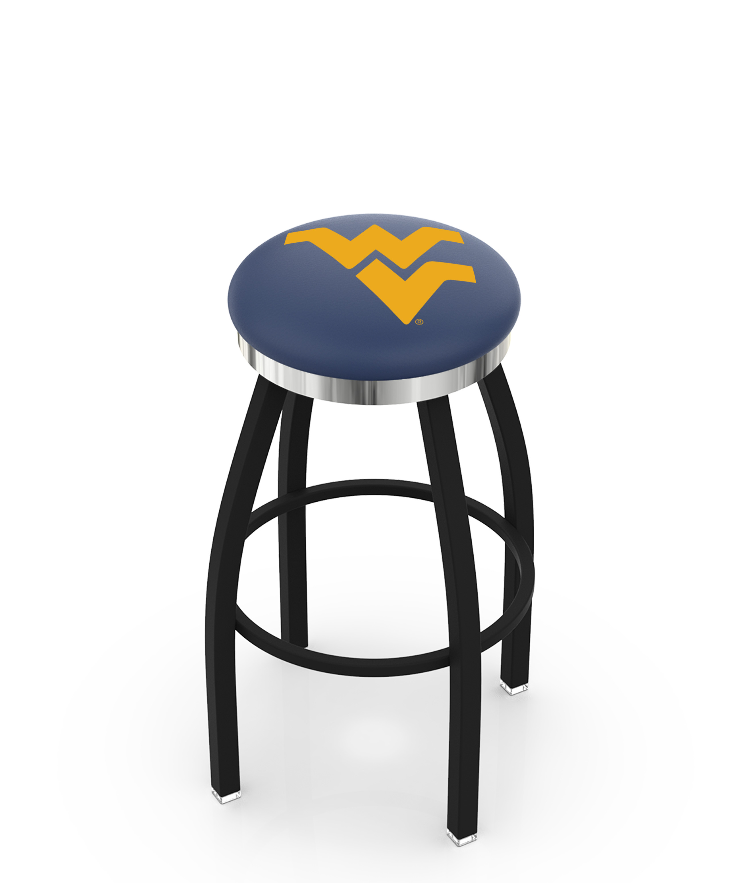 30" L8B2C - Black Wrinkle West Virginia Swivel Bar Stool with Chrome Accent Ring by  Company