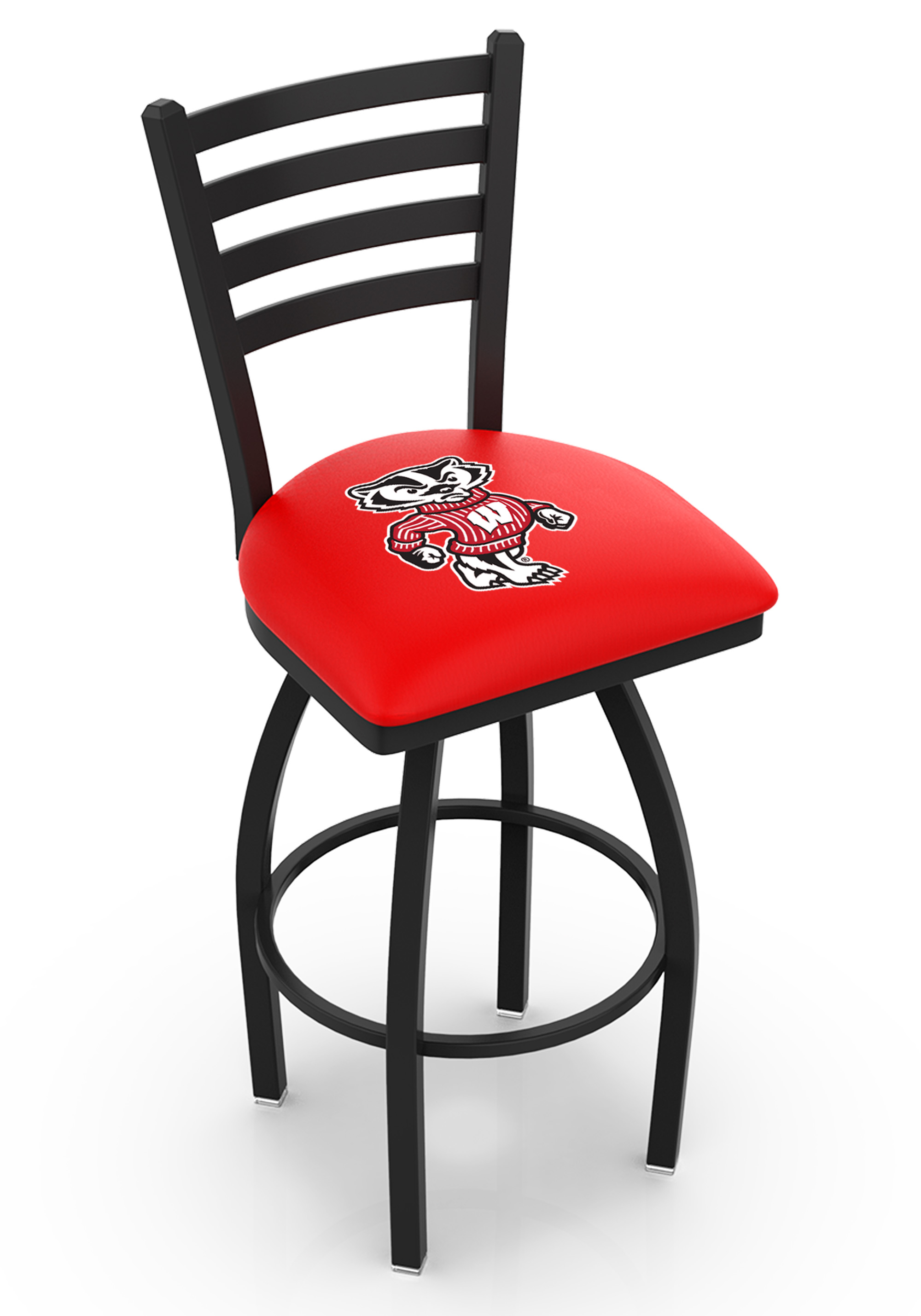 L014 - 30" Black Wrinkle Wisconsin "Badger" Swivel Bar Stool with Ladder Style Back by  Co.