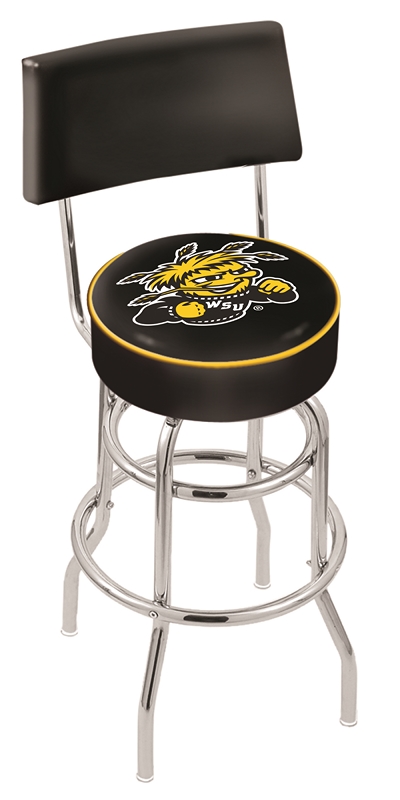 25" L7C4 - Chrome Double Ring Wichita State Swivel Bar Stool with a Back by  Company