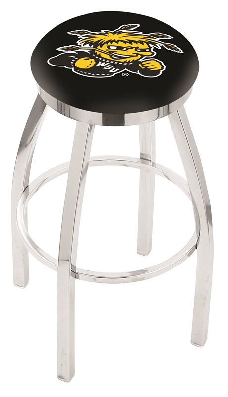25" L8C2C - Chrome Wichita State Swivel Bar Stool with Accent Ring by  Company