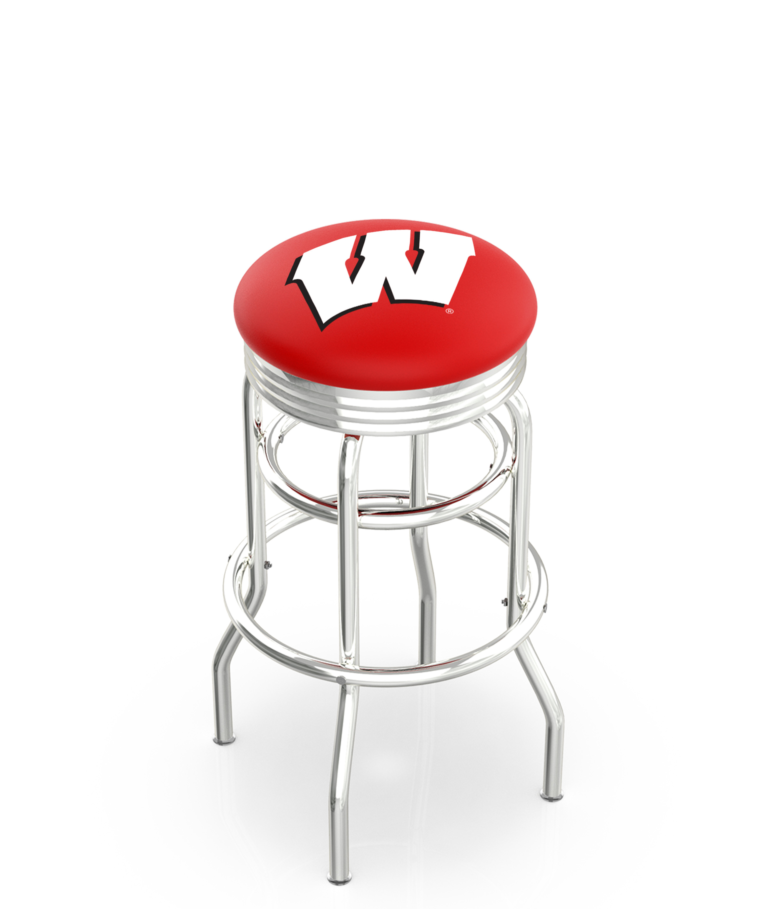 25" L7C3C - Chrome Double Ring Wisconsin "W" Swivel Bar Stool with 2.5" Ribbed Accent Ring by  Company